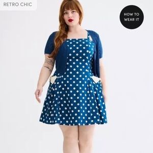 Torrid Retro Navy Polka Dot Dress